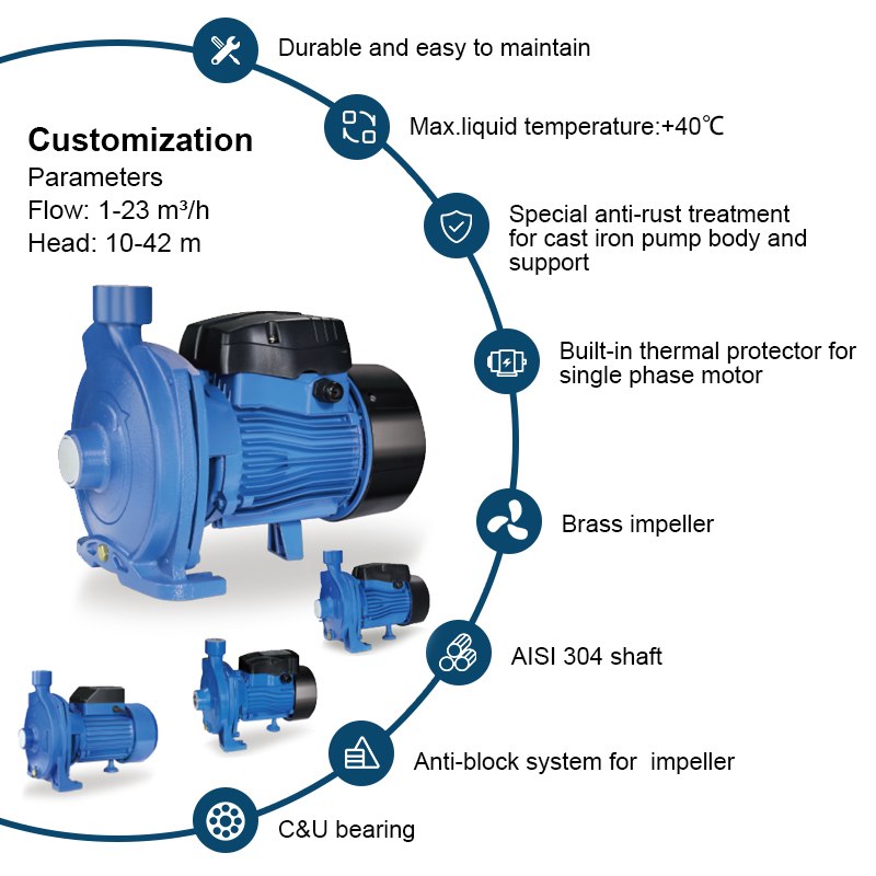 সেচের জন্য CPm1.5HP পৃষ্ঠ বৈদ্যুতিক কেন্দ্রাতিগ জল পাম্প